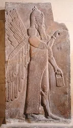 Relief représentant un génie ailé, du palais de Sargon II à Khorsabad, Irak